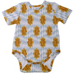 Flowers-gold-blue Baby Short Sleeve Onesie Bodysuit