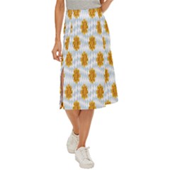 Flowers-gold-blue Midi Panel Skirt