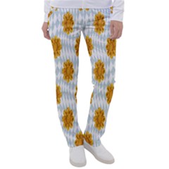 Flowers-gold-blue Women s Casual Pants by nate14shop