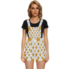 Flowers-gold-blue Short Overalls