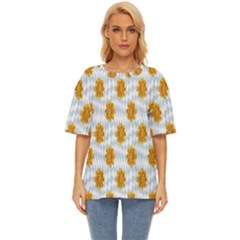 Flowers-gold-blue Oversized Basic Tee