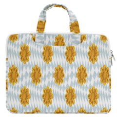 Flowers-gold-blue Macbook Pro13  Double Pocket Laptop Bag by nate14shop