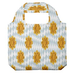 Flowers-gold-blue Premium Foldable Grocery Recycle Bag