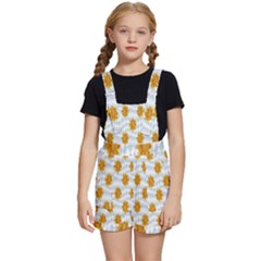 Flowers-gold-blue Kids  Short Overalls by nate14shop