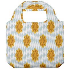 Flowers-gold-blue Foldable Grocery Recycle Bag