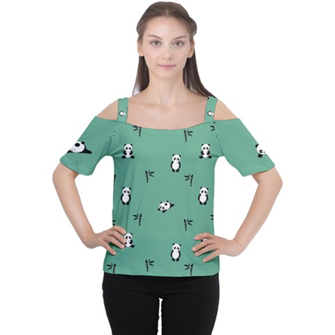 Pandas Cutout Shoulder Tee by nate14shop