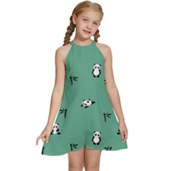 Pandas Kids  Halter Collar Waist Tie Chiffon Dress