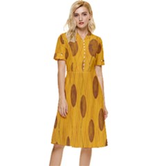 Mustard Button Top Knee Length Dress by nate14shop