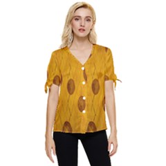 Mustard Bow Sleeve Button Up Top by nate14shop