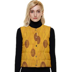 Mustard Women s Short Button Up Puffer Vest by nate14shop