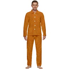 Orange Men s Long Sleeve Velvet Pocket Pajamas Set