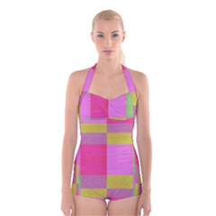 Paper-calor Boyleg Halter Swimsuit 