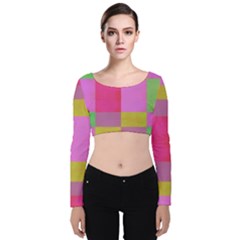 Paper-calor Velvet Long Sleeve Crop Top