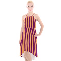 Images Ffiio,tiger High-low Halter Chiffon Dress 