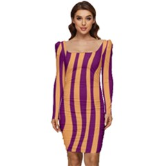 Images Ffiio,tiger Women Long Sleeve Ruched Stretch Jersey Dress