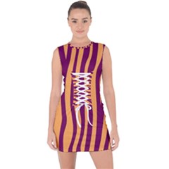 Images Ffiio,tiger Lace Up Front Bodycon Dress