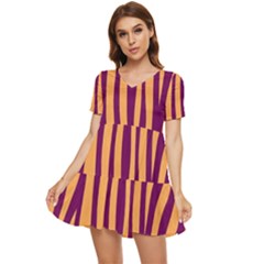 Images Ffiio,tiger Tiered Short Sleeve Babydoll Dress