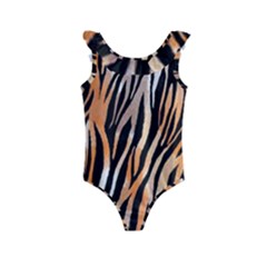 Seamless Zebra Stripe Kids  Frill Swimsuit by nate14shop