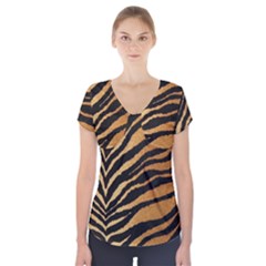 Greenhouse-fabrics-tiger-stripes Short Sleeve Front Detail Top by nate14shop