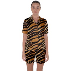 Greenhouse-fabrics-tiger-stripes Satin Short Sleeve Pajamas Set by nate14shop