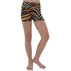 Greenhouse-fabrics-tiger-stripes Kids  Lightweight Velour Yoga Shorts by nate14shop