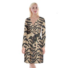 Tiger 001 Long Sleeve Velvet Front Wrap Dress by nate14shop