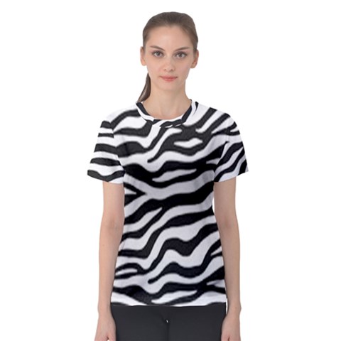 Tiger White-black 003 Jpg Women s Sport Mesh Tee by nate14shop