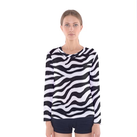 Tiger White-black 003 Jpg Women s Long Sleeve Tee by nate14shop