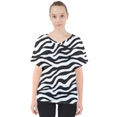 Tiger White-black 003 Jpg V-neck Dolman Drape Top by nate14shop