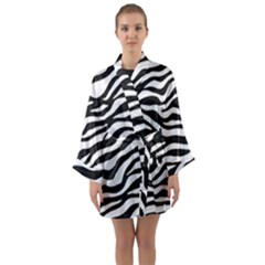 Tiger White-black 003 Jpg Long Sleeve Satin Kimono by nate14shop