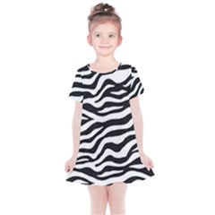 Tiger White-black 003 Jpg Kids  Simple Cotton Dress by nate14shop