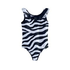 Tiger White-black 003 Jpg Kids  Frill Swimsuit