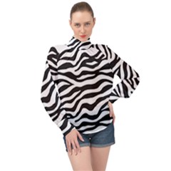 Tiger White-black 003 Jpg High Neck Long Sleeve Chiffon Top by nate14shop