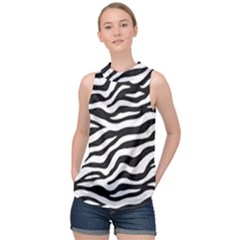 Tiger White-black 003 Jpg High Neck Satin Top by nate14shop