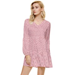 Flora Tiered Long Sleeve Mini Dress by nate14shop