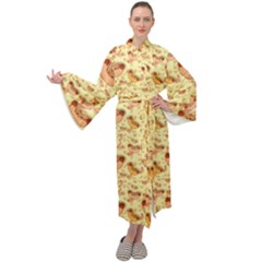 Hot-dog-pizza Maxi Velour Kimono by nate14shop