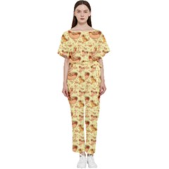 Hot-dog-pizza Batwing Lightweight Chiffon Jumpsuit by nate14shop