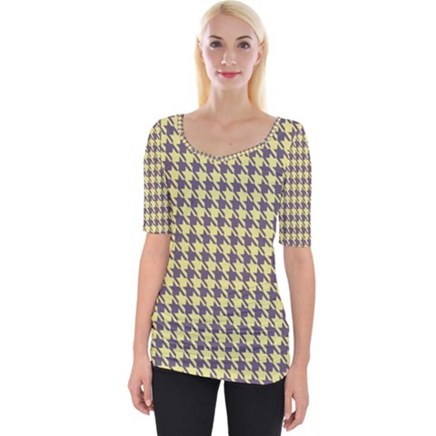 Houndstooth Wide Neckline Tee by nate14shop