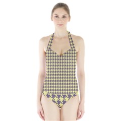 Houndstooth Halter Swimsuit by nate14shop