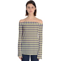 Houndstooth Off Shoulder Long Sleeve Top by nate14shop