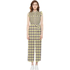 Houndstooth Women s Frill Top Chiffon Jumpsuit