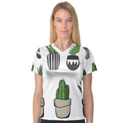 Succulents V-neck Sport Mesh Tee