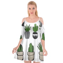 Succulents Cutout Spaghetti Strap Chiffon Dress