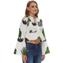 Succulents Boho Long Bell Sleeve Top View3