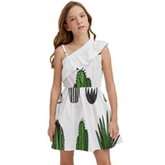 Succulents Kids  One Shoulder Party Dress