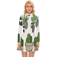 Succulents Long Sleeve Velour Longline Dress