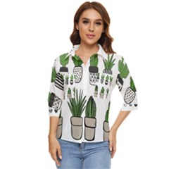 Succulents Women s Quarter Sleeve Pocket Shirt