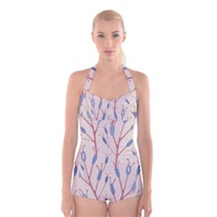 Abstract-006 Boyleg Halter Swimsuit 