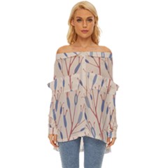 Abstract-006 Off Shoulder Chiffon Pocket Shirt