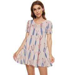 Abstract-006 Tiered Short Sleeve Babydoll Dress